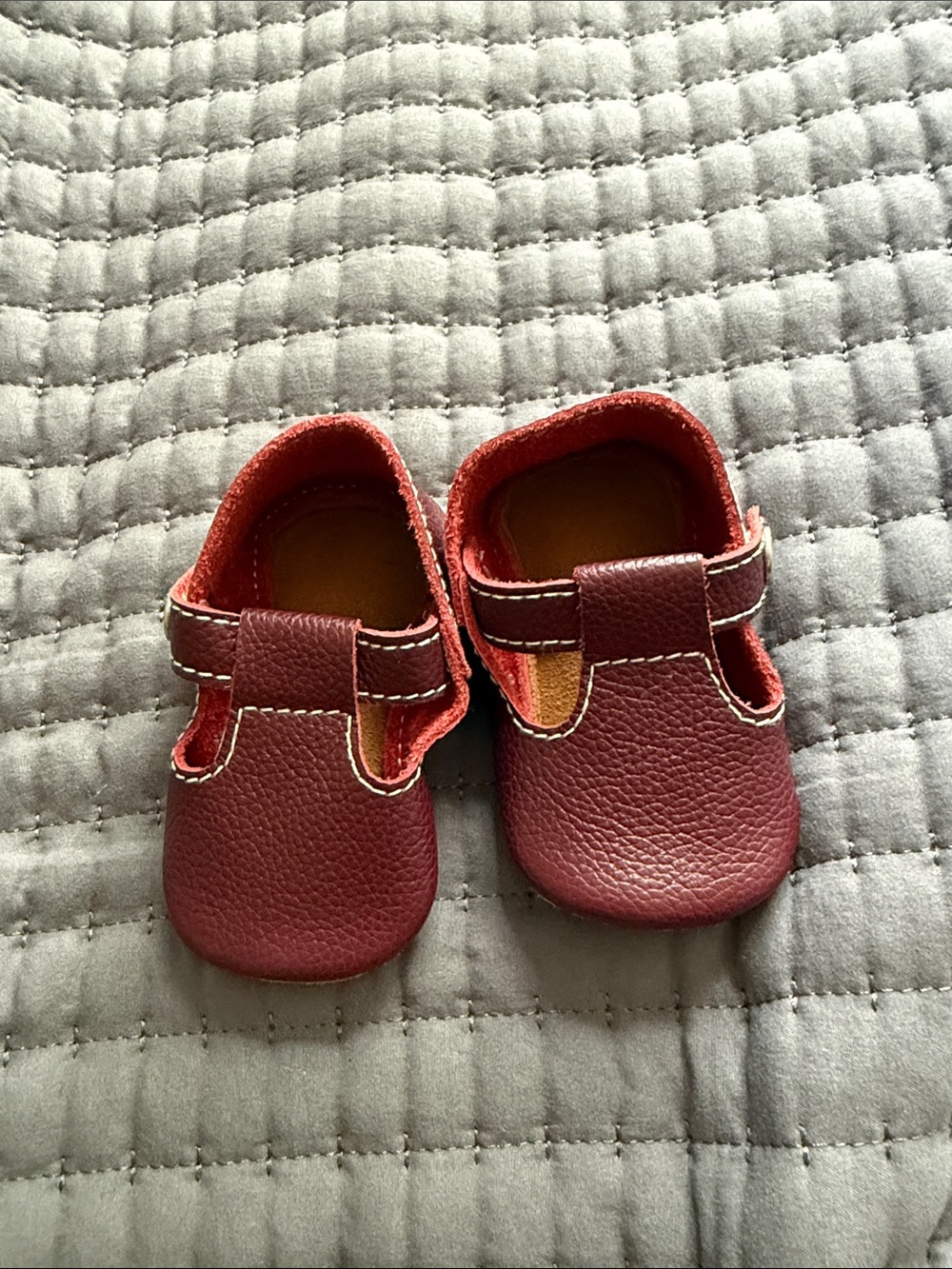 Toddler Mary Jane Baby Shoes in Burgundy Leatherette